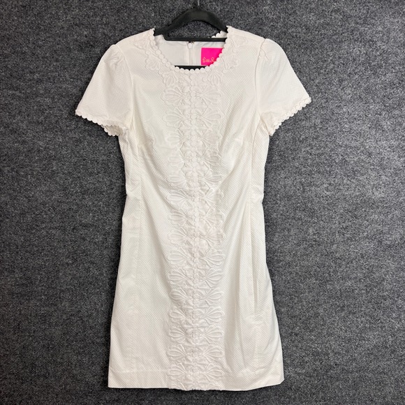 Lilly Pulitzer Maisie Stretch Shift Dress Resort White Mini Fitted Sz 00 - Picture 1 of 10